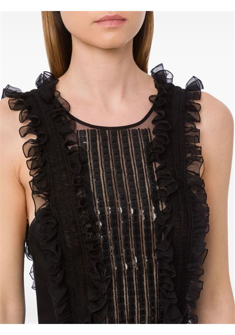 Black ruffled sleeveless silk top Alberta Ferretti - women ALBERTA FERRETTI | 080251140555